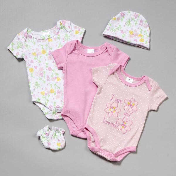 Baby Girl &#40;3-6M&#41; Little Beginnings 5pc. So Loved Floral Bodysuits - image 