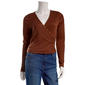 Juniors No Comment Long Sleeve Rib Studded Wrap Top - image 1