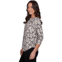 Womens Emaline Key Items 3/4 Sleeve Boat Neck Stallion Blouse