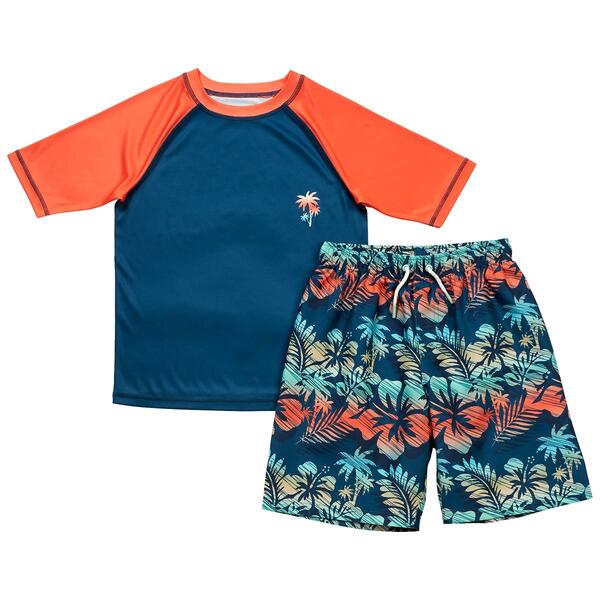 Boys &#40;8-20&#41; SURFZONE&#40;R&#41; Color Block Short Sleeve Swim Set - Navy - image 