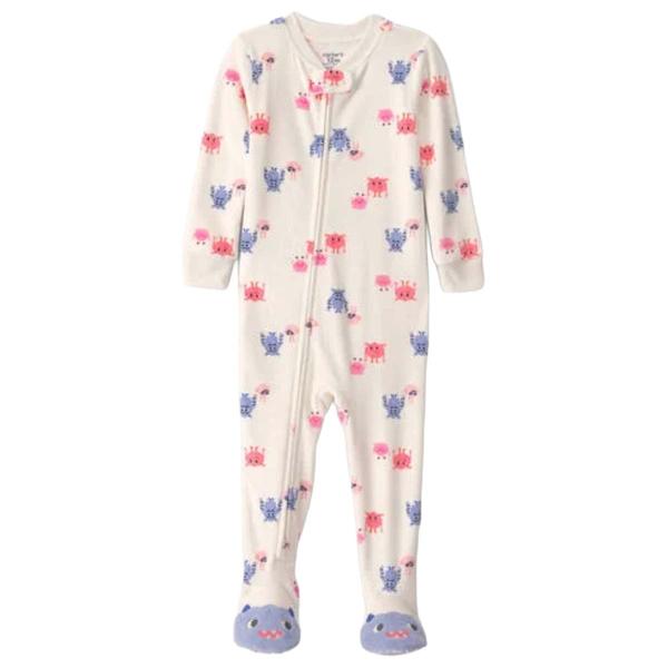 Baby Girl (12-24M) Carter''s(R) Pink/Blue Monster Footed Pajama - image 