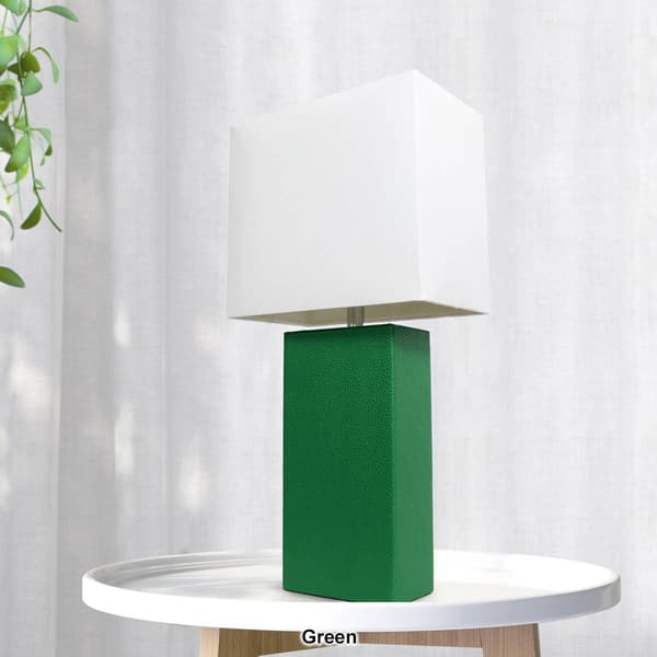 Lalia Home Lexington 21in. Leather Base Modern Home Table Lamp