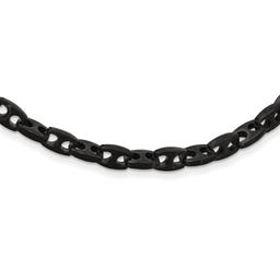 Mens Gentlemen's Classics(tm) Black Plated & Brushed Link Necklace