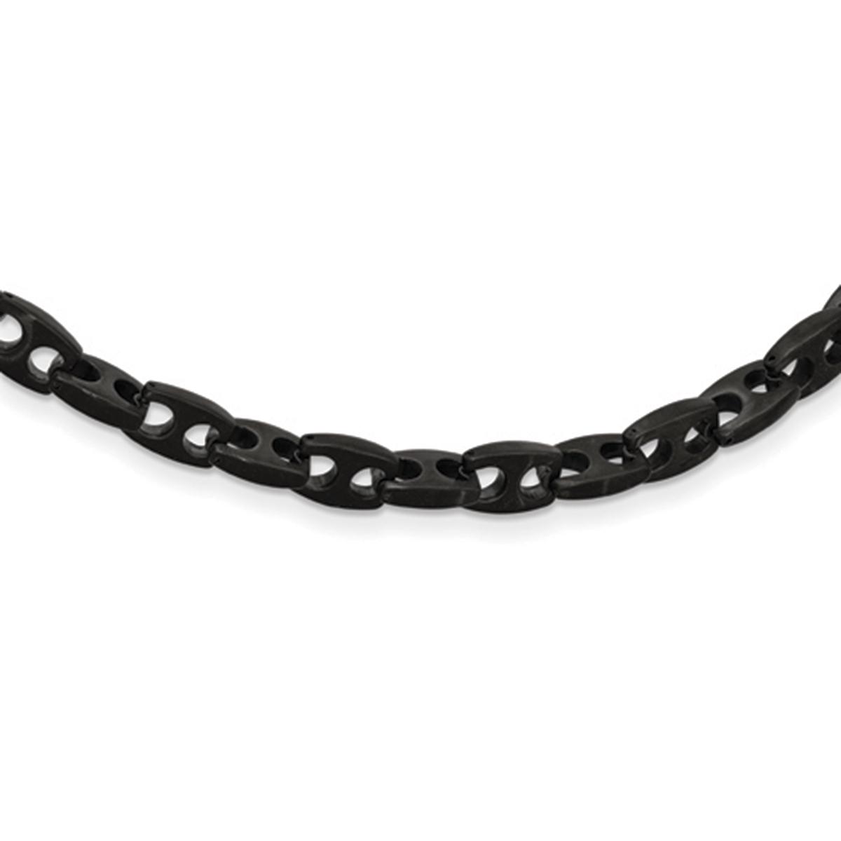 Mens Gentlemen's Classics(tm) Black Plated & Brushed Link Necklace