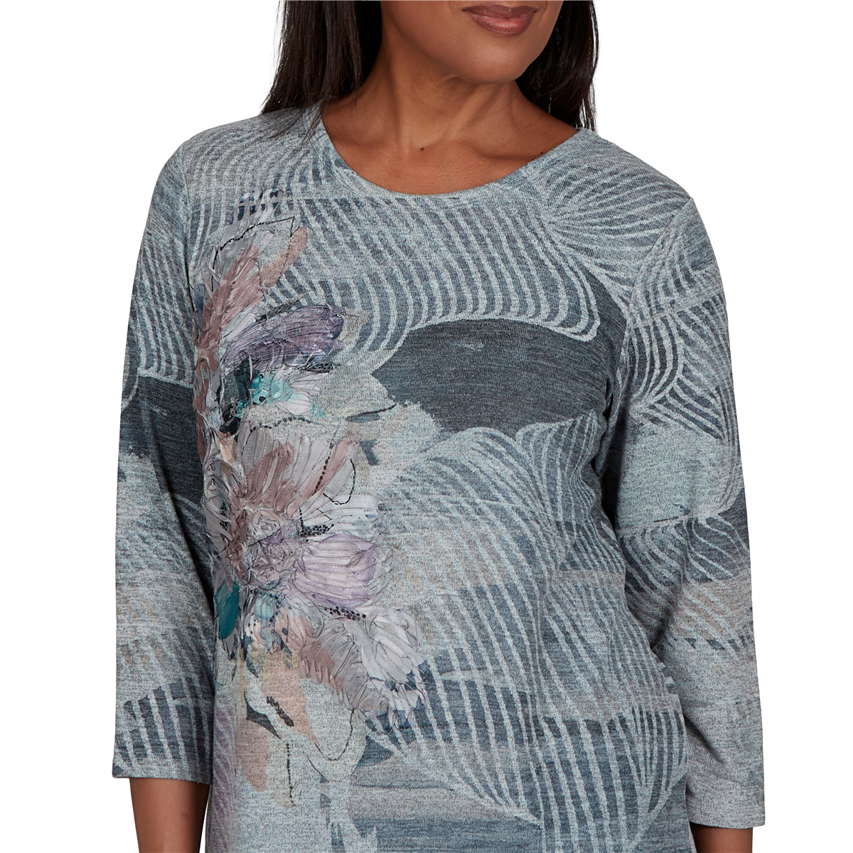 Petite Alfred Dunner Regent Street Ribbon Floral Blouse
