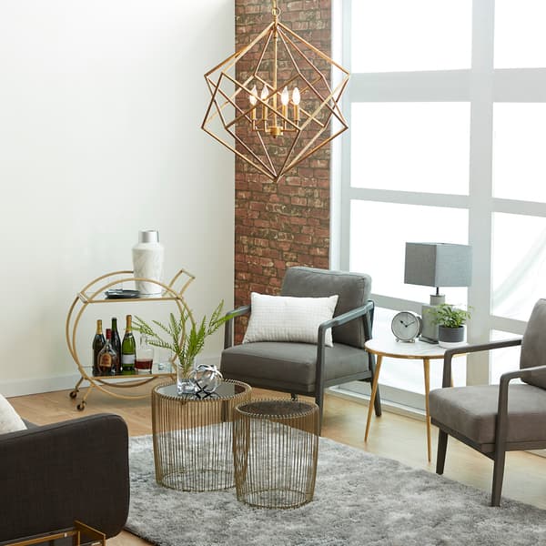 9th & Pike&#174; Gold Iron Modern Caged Chandelier