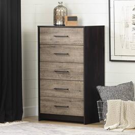 South Shore Londen Black & Weathered Oak 5-Drawer Chest