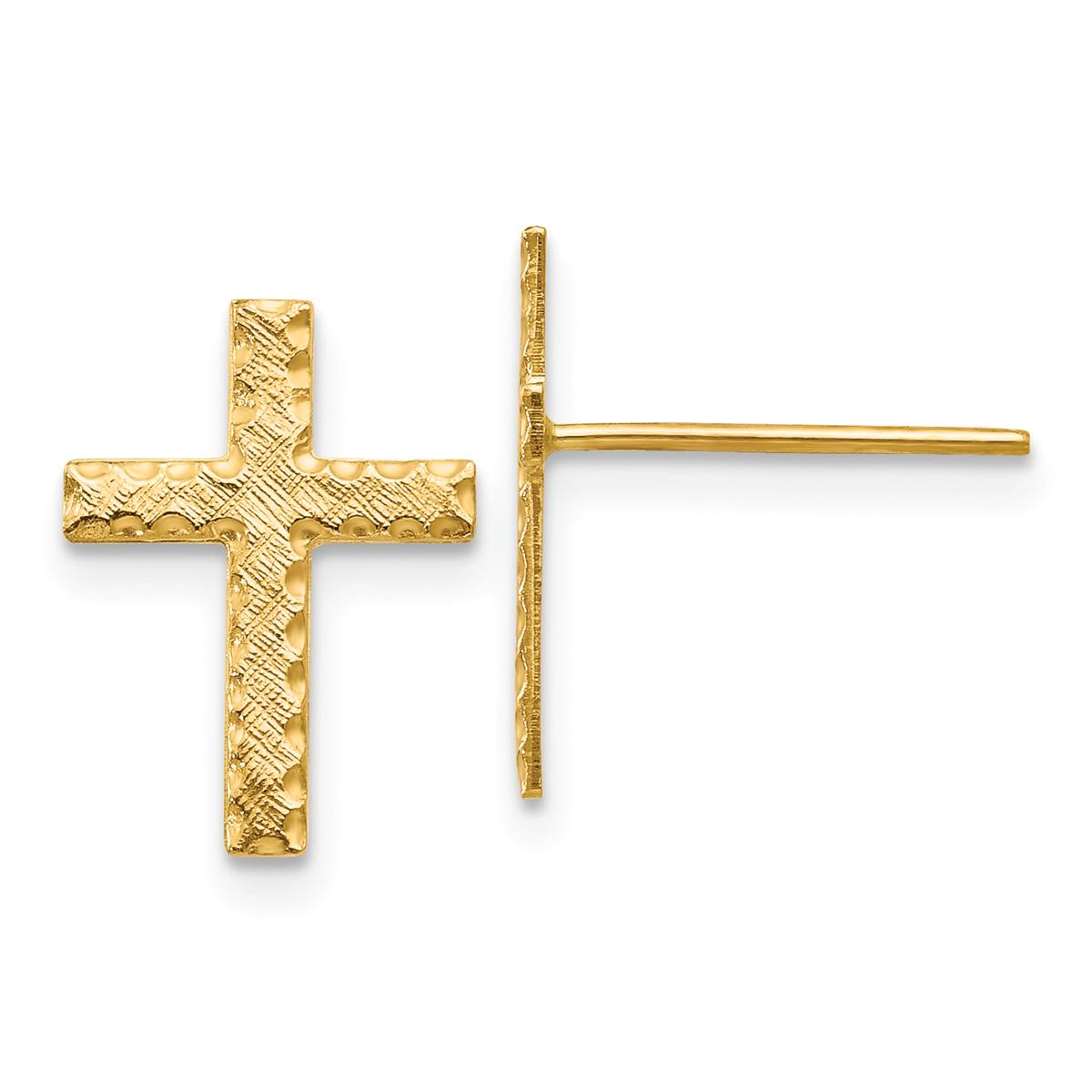 Gold Classics™ 14kt. Brushed Finish Cross Stud Earrings