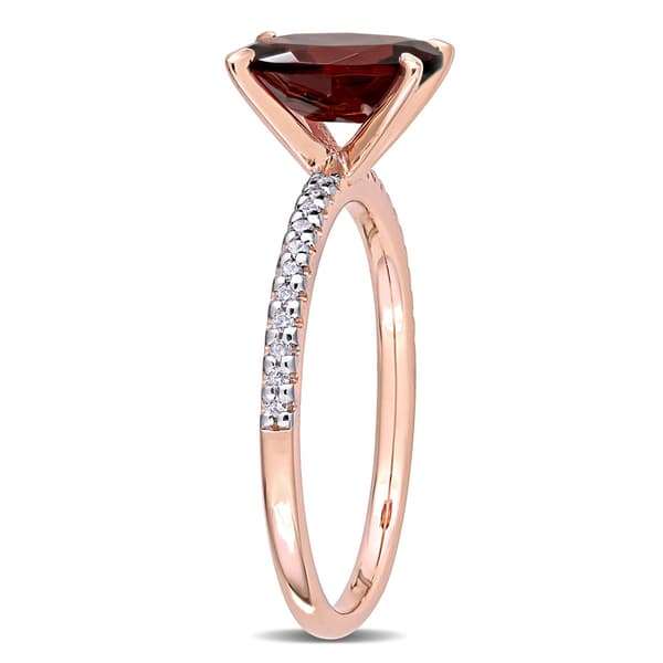 Gemstones Classics™ 14kt. Rose Gold Oval Garnet & Diamond Ring