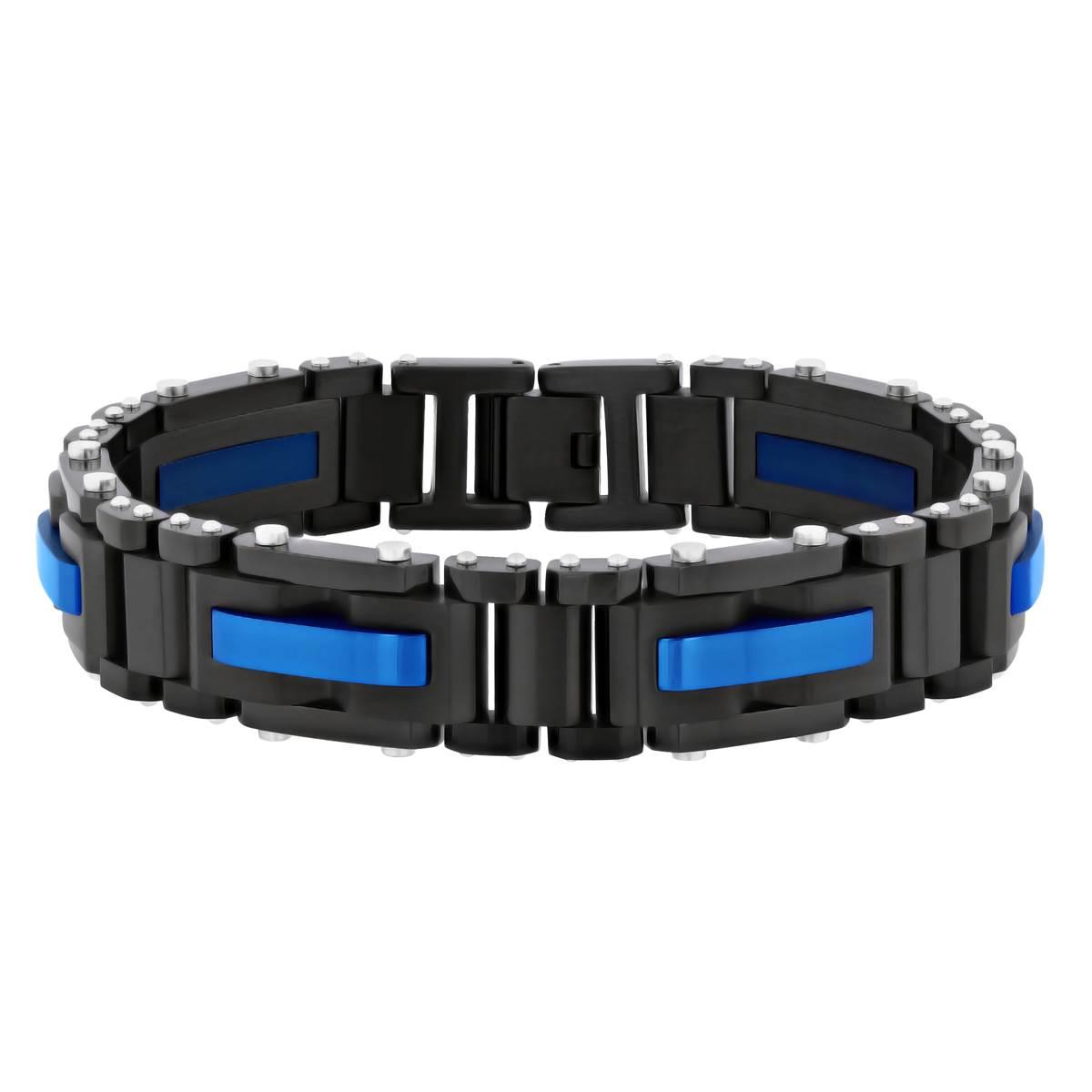 Mens Gentlemen’s Classics™ Black & Blue Ion Plated Link...