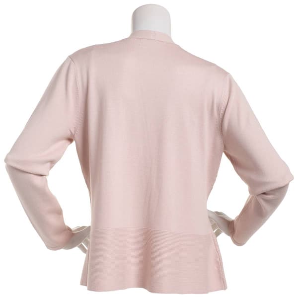 Womens 89th & Madison Pointelle Mix Stitch Peplum Cardigan