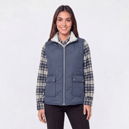 Petite Mountain Ridge Sherpa Lined Zip Mock Neck Vest