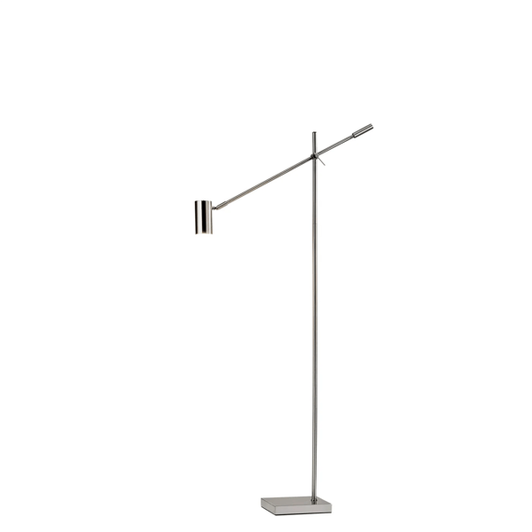 HomeRoots 63in. Silver LED Task Floor Lamp With Drum Shade