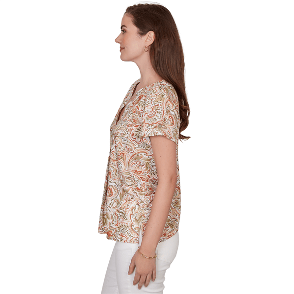 Womens Hearts of Palm Tropical Twist Paisley Blouse