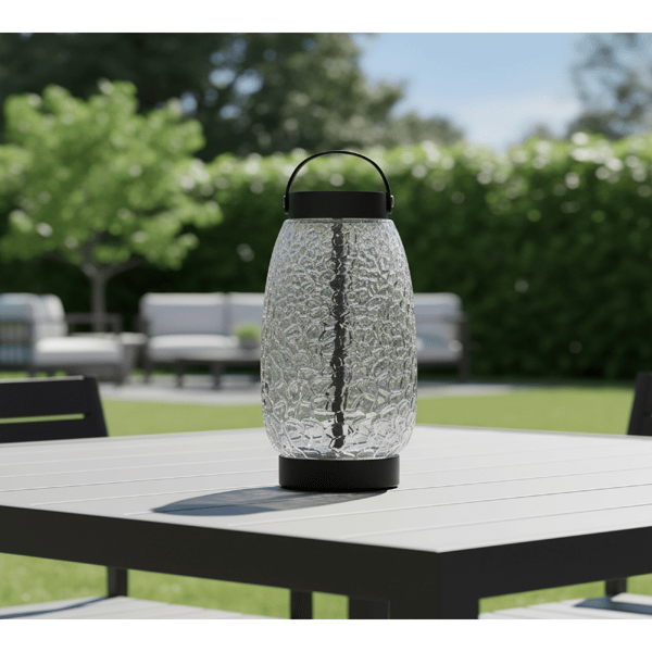 Adesso Cassius Cordless LED Tall Table Lantern w/ Glass Shade