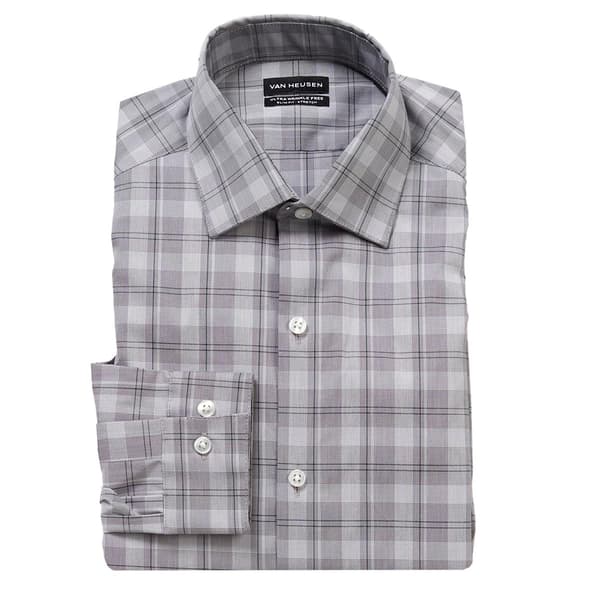 Mens Van Heusen&#40;R&#41; Slim Fit Plaid Dress Shirt - Mud Green - image 