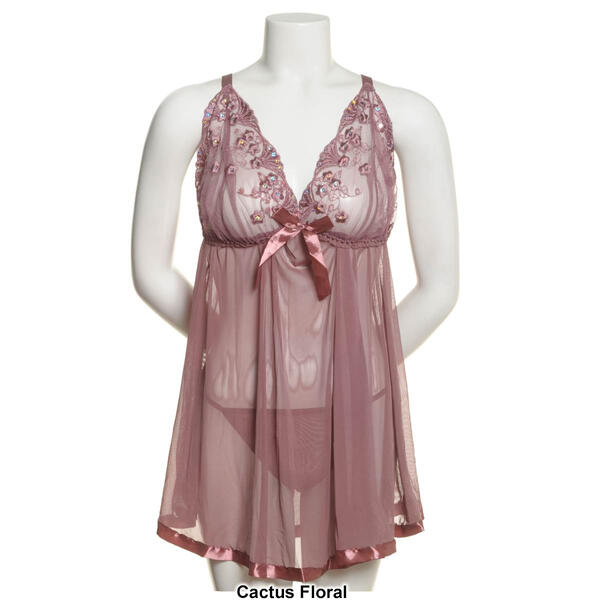 Plus Size Spree Intimates Solid Mesh Triangle Cup Babydoll - Boscov's