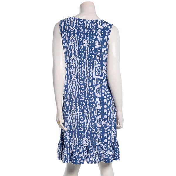 Womens MSK Sleeveless Abstract Ruffle Hem Shift Dress