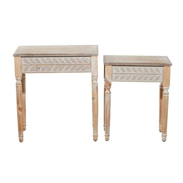 9th & Pike® Brown Wood Farmhouse Accent Table - Set of 2