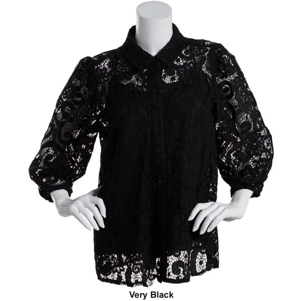 NANETTE LEPORE Womens Black Lace Patterned Long Sleeve Jewel Neck Short Evening Shift Dress