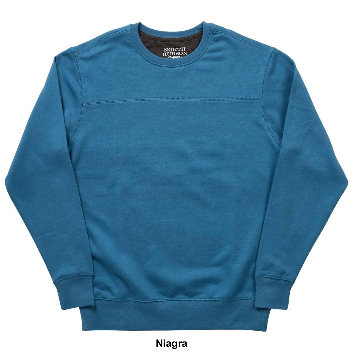 Mens North Hudson Suede Crew Neck Pieced Chest Sweatshirt