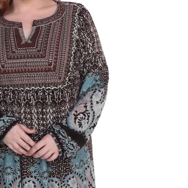 Plus Size White Mark Phebe Paisley Embroidered Sweater Dress