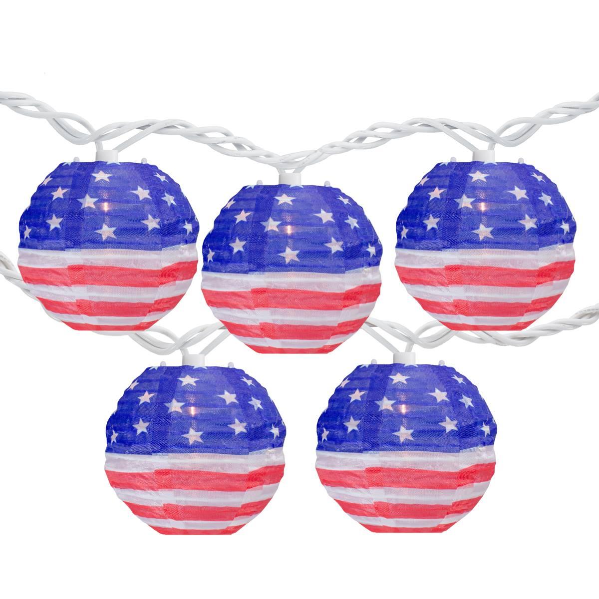 Northlight Seasonal Flag Paper Lantern Lights - 10 Count