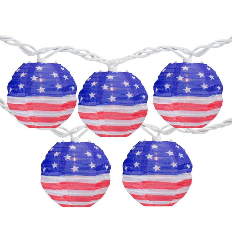 Northlight Seasonal Flag Paper Lantern Lights - 10 Count