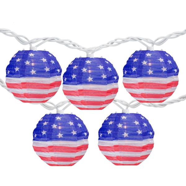 Northlight Seasonal Flag Paper Lantern Lights - 10 Count