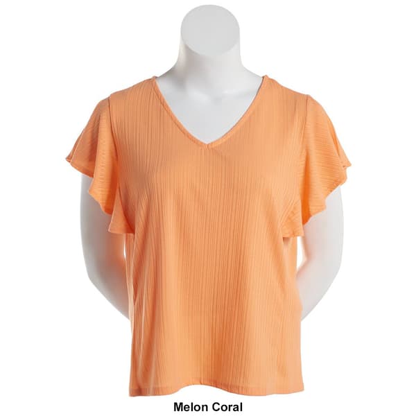 Plus Size French Laundry Flutter Sleeve Princess Seam Ruffle Tee