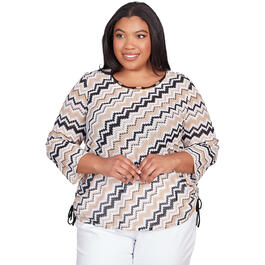 Plus Size Alfred Dunner Neutral Territory Diagonal Texture Tee
