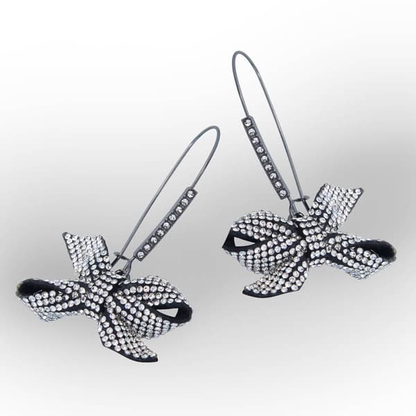 Betsey Johnson Pave Bow Dangle Earrings