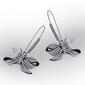 Betsey Johnson Pave Bow Dangle Earrings - image 3