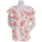 Womens Fresh Short Flutter Sleeve Floral Blouse with Yoke - image 1