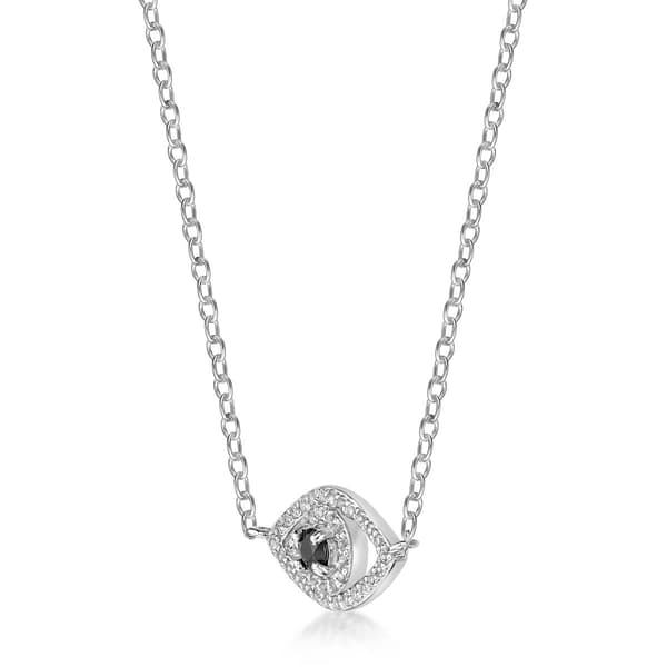 Gemminded Sterling Silver 3mm Onyx & White Sapphire Eye Pendant