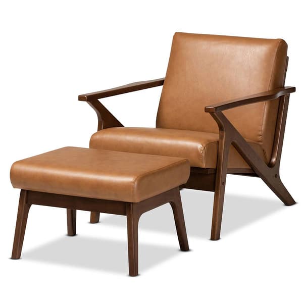 Baxton Studio Bianca Faux Leather 2pc. Lounge Chair & Ottoman Set - image 