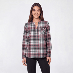 Womens Hasting & Smith Mandarin Collar Flannel - Fox Glove