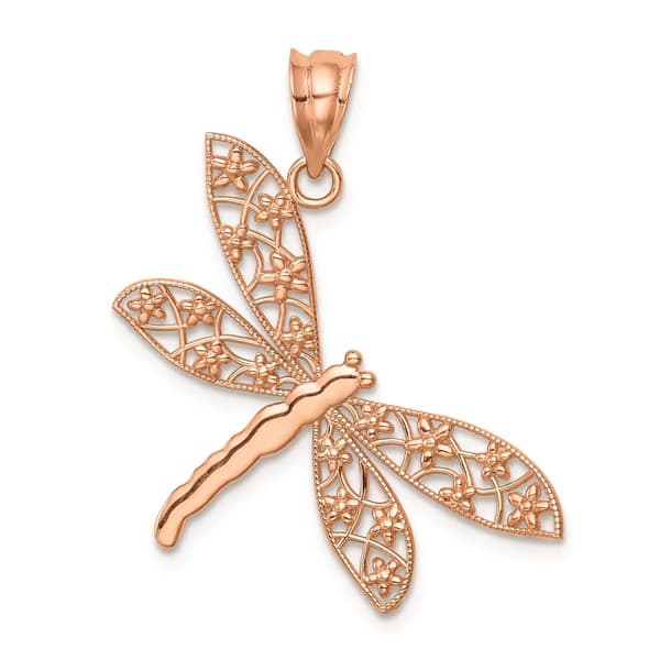 Gold Classics&#40;tm&#41; 14kt. Rose Gold Polished Dragonfly Pendant - image 