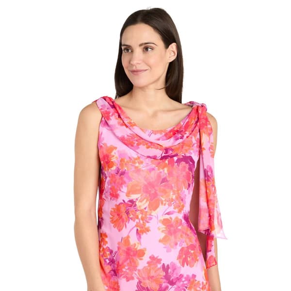 Petite R&M Richards Sleeveless Drape Neck Tier Shift Dress