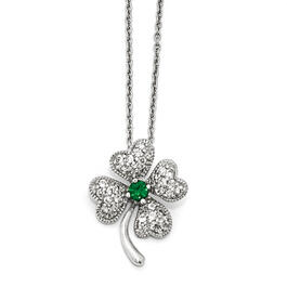Sterling Silver Simulated 4-Leaf Clover Necklace