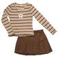 Girls &#40;7-16&#41; Sweet Butterfly 2pc. Cord Skort Set w/ Stripe Top - image 1