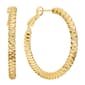 14kt. Gold Over Brass 40mm Textured Hoop Earrings - image 1