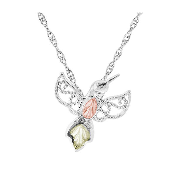 Black Hills Gold Sterling Silver Hummingbird Necklace - image 