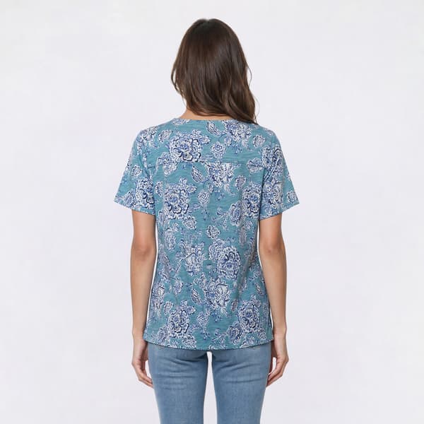 Petite Emily Daniels Marled Floral Button Front Blouse