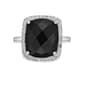 Gemminded Sterling Silver Cushion Onyx & White Topaz Ring - image 4