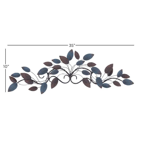 9th & Pike&#174; Blue Iron Leaves Wall Decor