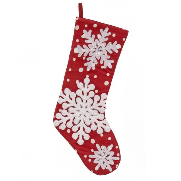 National Tree 20in. Red Stocking w/ Snowflake Embroidery