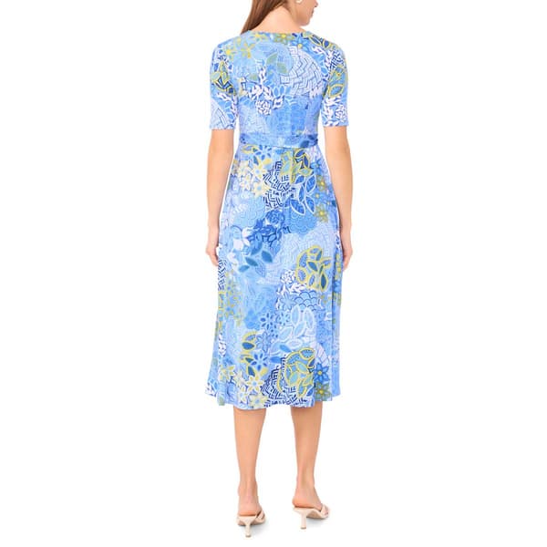 Womens MSK Short Sleeve Abstract Floral A-Line Dress