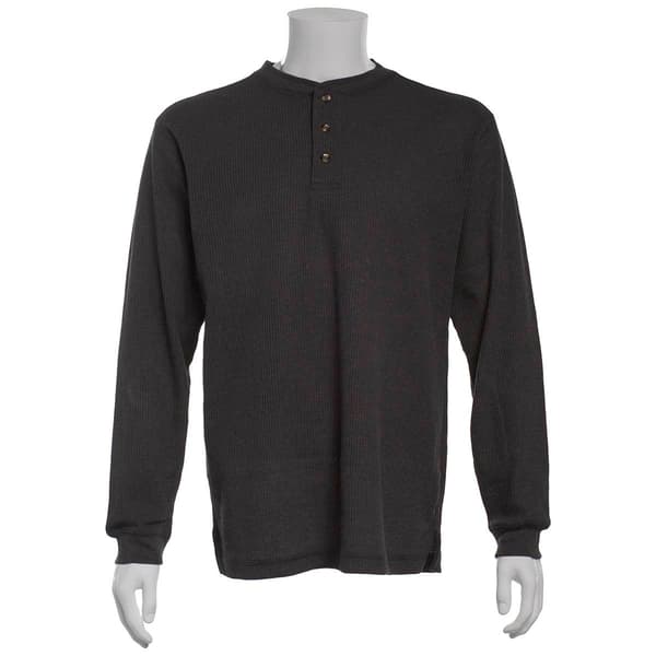 Mens Preswick & Moore® Long Sleeve Thermal Charcoal Pajama Shirt