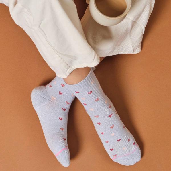 Womens Dr. Motion 2pk. Mini Hearts Rib Mid Crew Socks